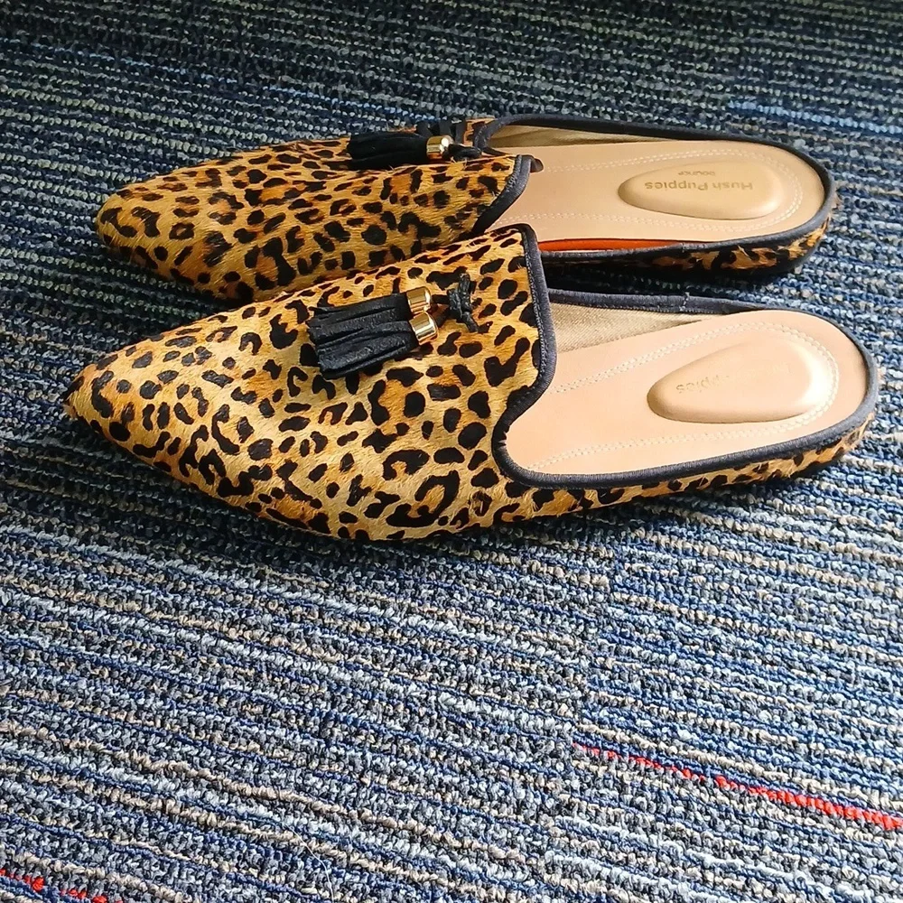 New Hush Puppies Bounce Tassel Leopard Animal print Calf Hair size 9 - Picture 2 of 6